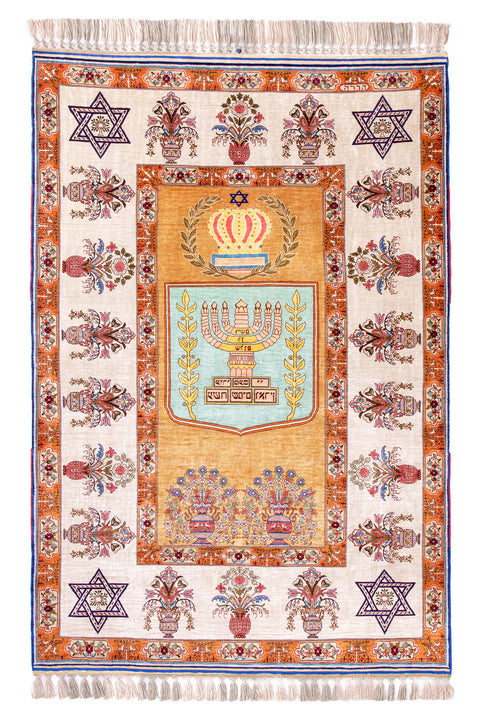 Turkish Hereke Jewish Star Pure Silk Rug